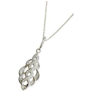 NEW Sterling silver CZ intertwined pendant necklace